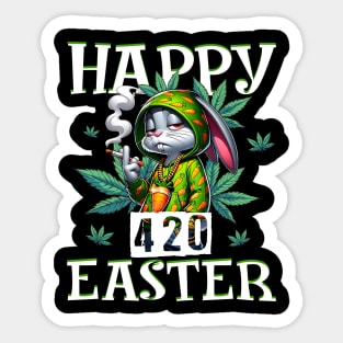 Happy 420 Easter Funny Stoner Bunny Weed Design Sticker